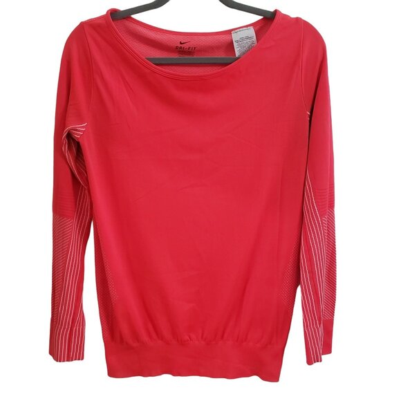 Nike Dri-Fit Womens Athletic Top Long Sleeve Orange Size S - Picture 1 of 5